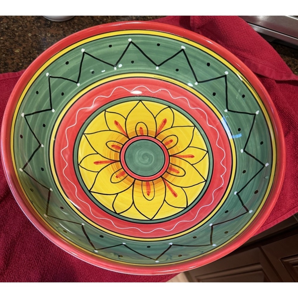 Deruta Italy Hand Painted Majolica‎ Serving Bowl - Girasole Sunflower 12"